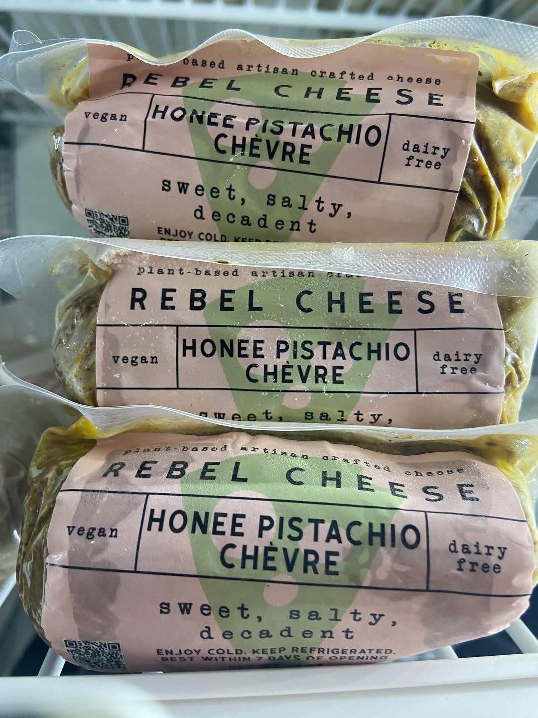 Rebel Cheese Honee Pistachio.Feasty Vegan